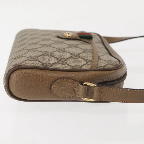 GUCCI GG Supreme Web Sherry Line Shoulder Bag PVC Beige 116 02 089 Auth BA6301 - Picture 3 of 16